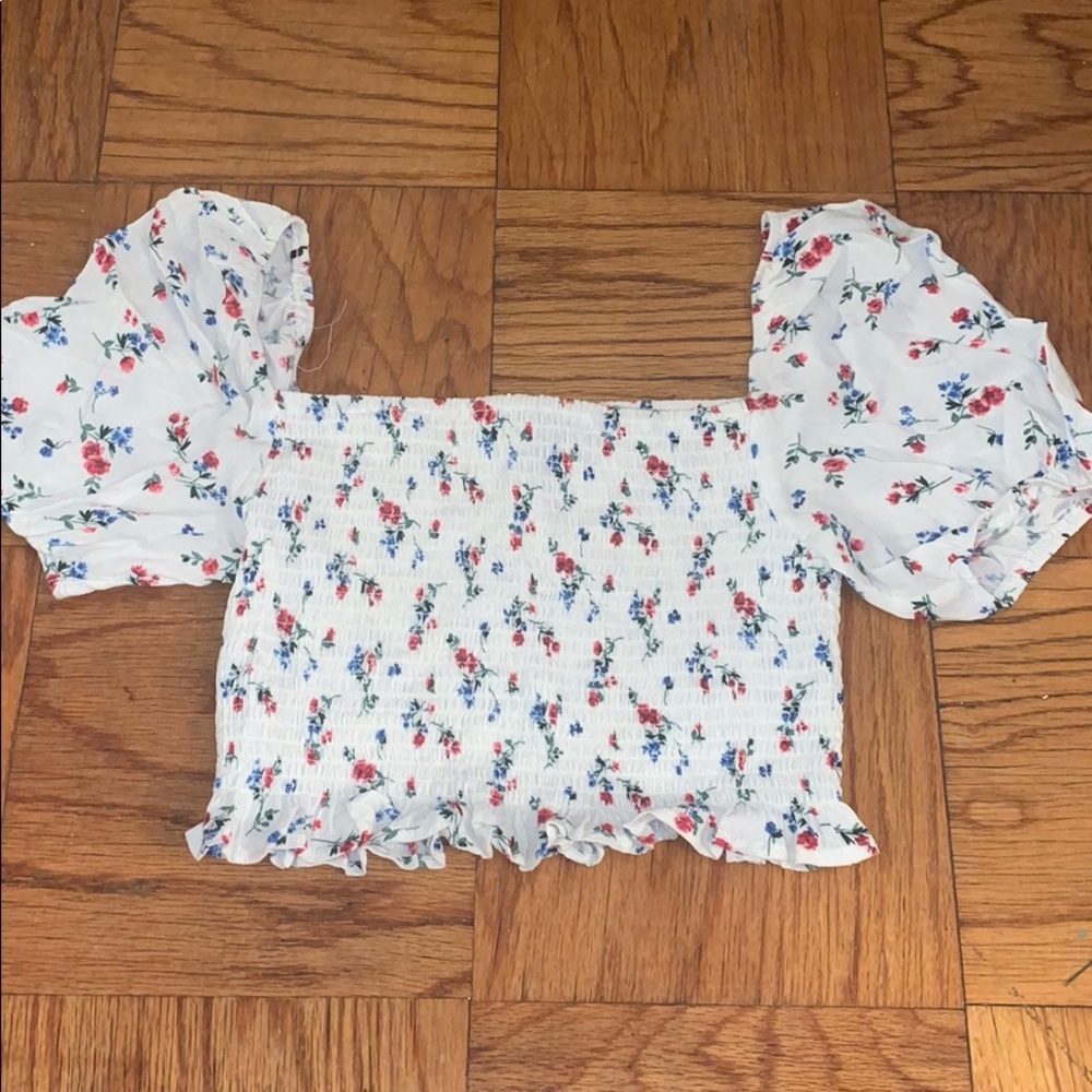 Forever 21 Floral Off the Shoulder Crop Top